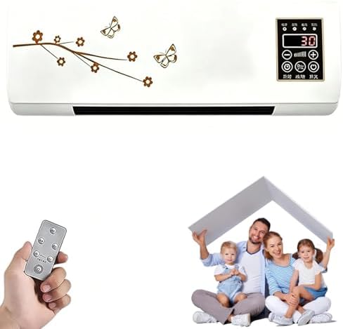 GENERIC Ventilateur Mural, 30 Sec Rapid Natural Wind & Heat Wall Mount Unit, Ventilateur De Refroidissement Personnel Ultra Silencieux Avec Minuterie à Distance, Climatiseur Portable Efficace Sur Le Point Pou