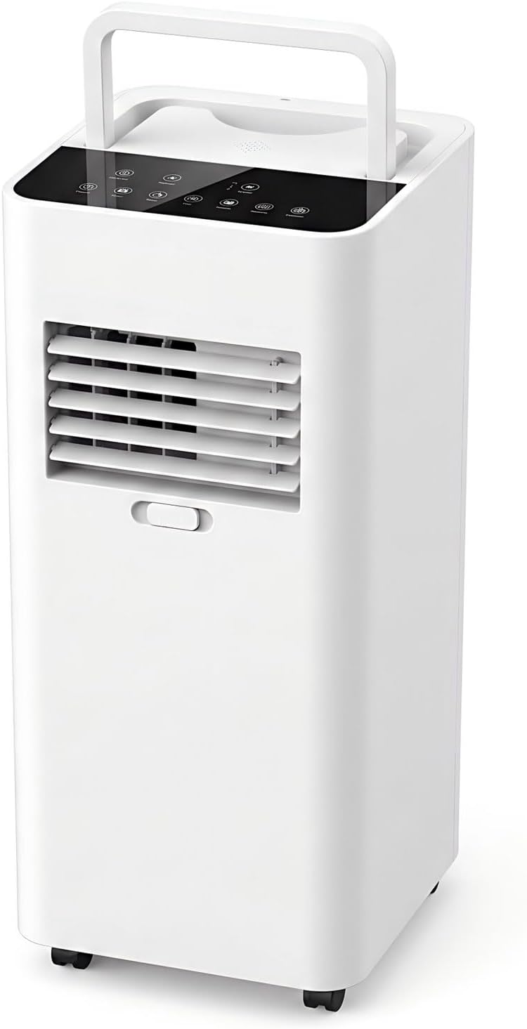  Climatiseur Portable 7000 BTU, Télécommande Smart AC Unit Avec Ventilateur Cool Déshumidificateur, 120 ° Oscillation 3 Vitesses, Cools Chambres Jusqu'à 300 Pieds Carrés, Kit De Fenêtre Inclus