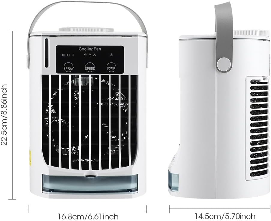  Chillwell Climatiseur Portable 2.0, Humidificateur De Refroidisseur D'air Par évaporation Rechargeable, Refroidissement De L'air De Bureau Personnel, 3 Vitesses For Le Bureau, La Maison, La Chambre, L
