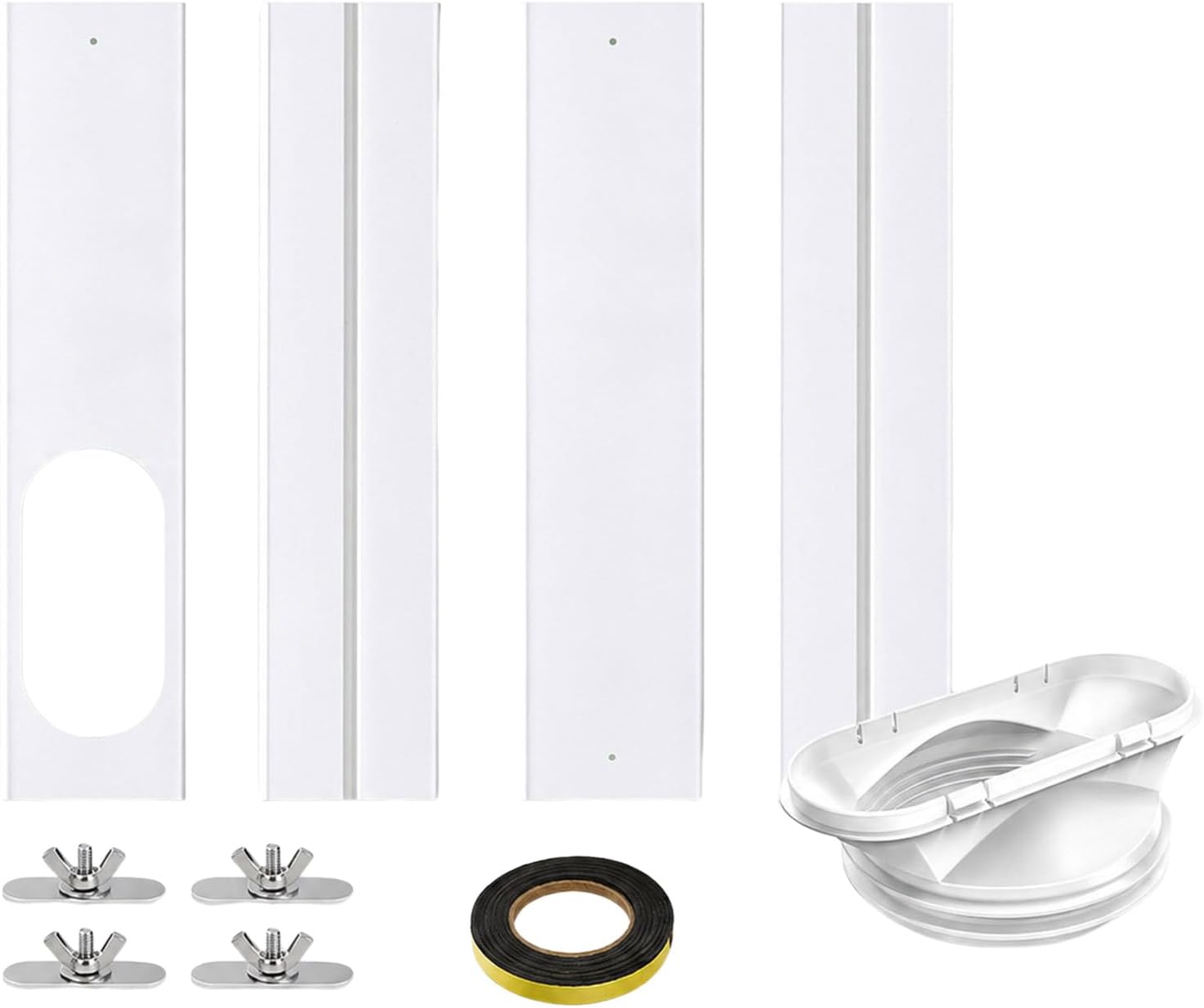  Kit Fenêtre Climatiseur Plaque étanchéité Panneau Ventilation PVC Réglable Installation Rapide Renforcé Adapté Tuyau échappement 13 15 Cm Pour Fenêtre Coulissante Maison Appartement Climatiseur Portab