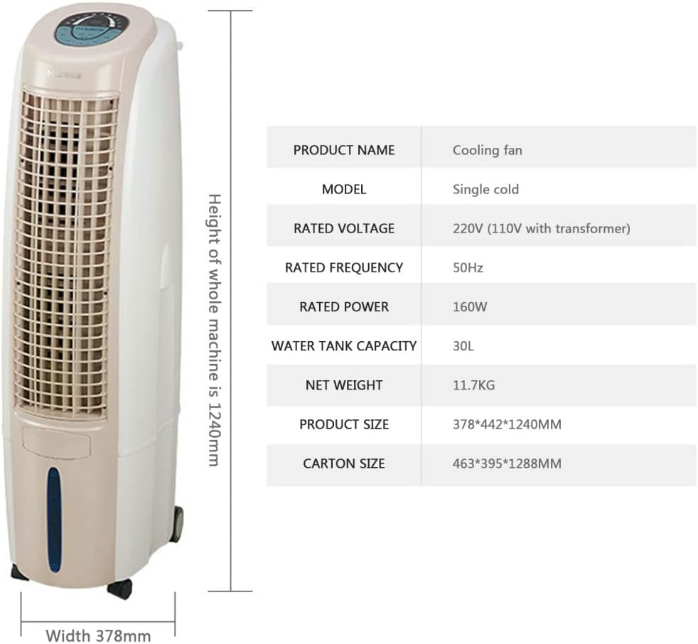  Refroidisseur D'air Mobile 30L, 3 En 1 Climatiseur Portable Ventilateur Purificateur Humidificateur Avec Roues, Ventilateur Purificateur Humidificateur Silencieux 3 Vitesses, Pour Maison