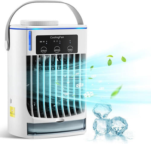  Chillwell Climatiseur Portable 2.0, Humidificateur De Refroidisseur D'air Par évaporation Rechargeable, Refroidissement De L'air De Bureau Personnel, 3 Vitesses For Le Bureau, La Maison, La Chambre, L