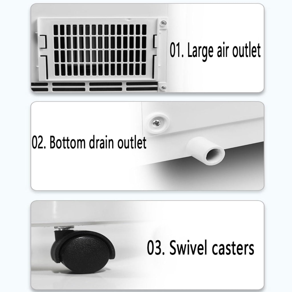  Climatiseur Portable Unités Intelligentes Intelligentes Avec Refroidissement De Refroidissement Demode De Sommeil De Refroidissement Frais Télécommande 24H Timer120° Oscillant Refroidissement AC UnitF