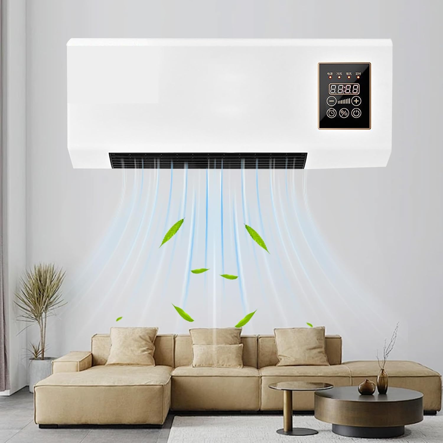  Ventilateur Mural Portable 2-en-1 Avec Télécommande, Air De Chauffage Et De Refroidissement, Technologie PTC, Fonctionnement Silencieux Pour La Maison Et Le Bureau, Aucune Installation, Fonction De Mi