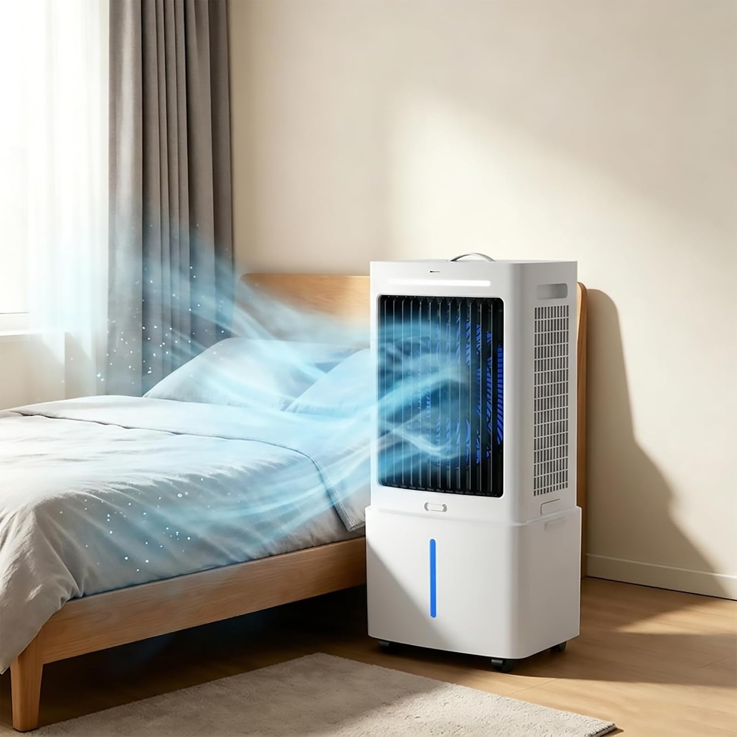 GENERIC Climatiseur Mobile Silencieux Rafraîchisseur D'Air 12L, Climatiseur Sans Évacuation Rafraîchisseur D'Air Avec Télécommande, 3 Vitesses, Minuterie 12 H, Pour La Chambre Et Le Garage