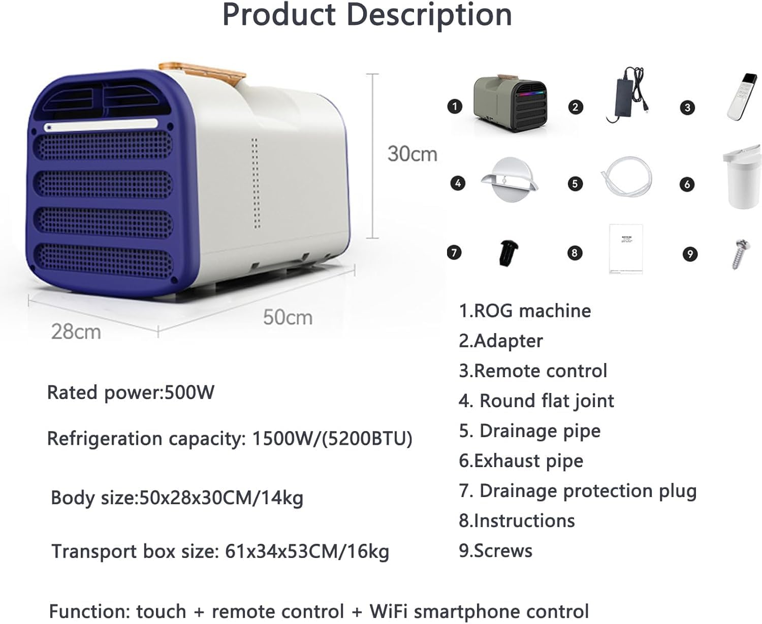  Portable AC 4500BTU Refroidissement Rapide 400W Calme Mini Refroidisseur Pour RV Voiture Camping Avec Télécommande Mode De Sommeil Déshumidificateur Compact Design Facile à Installer Extérieur à L'int