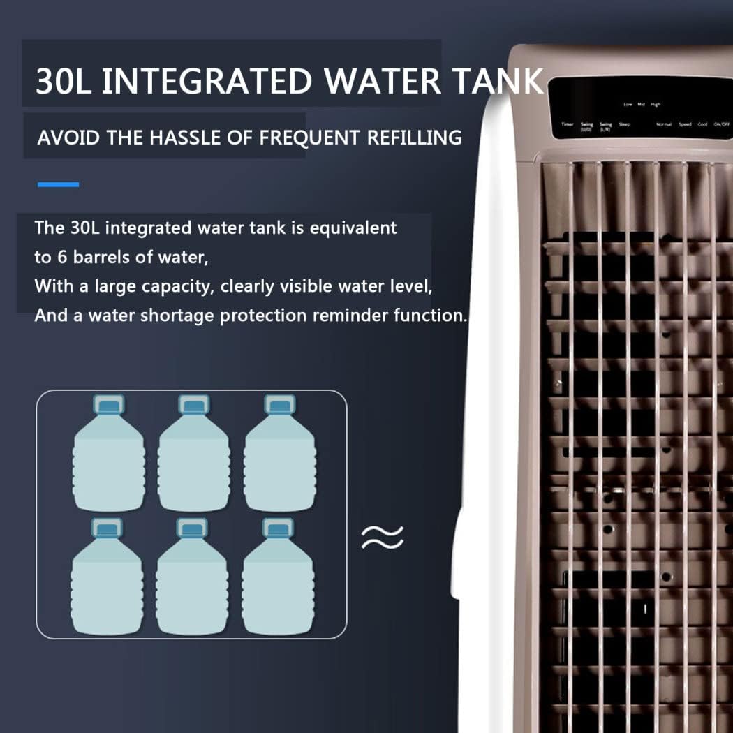 Refroidisseur D'air Mobile 30L, 3 En 1 Climatiseur Portable Ventilateur Purificateur Humidificateur Avec Roues, Ventilateur Purificateur Humidificateur Silencieux 3 Vitesses, Pour Maison