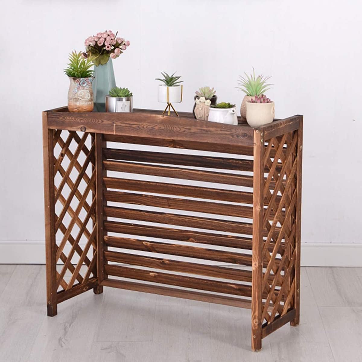  Clôture De Confidentialité En Bois Pour Climatiseur, Housse De Climatiseur De Jardin En Bois Massif, Support De Fleurs Dissimulé Pour L'extérieur, Pompes à Chaleur Décoratives