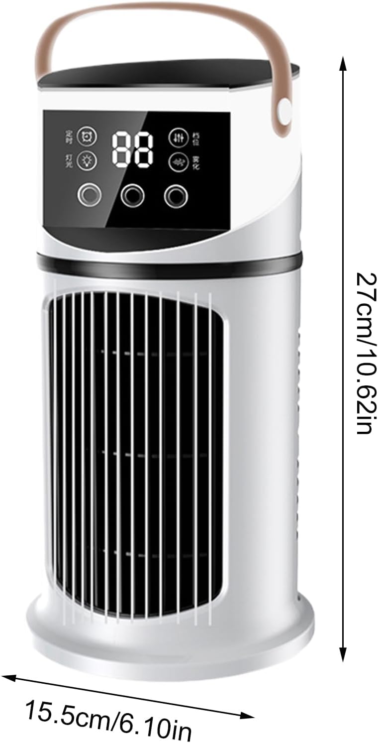  Ventilateur De Bureau Silencieux, Rafraîchisseur D'Air Évaporatif Ventilateur De Chevet à 9 Vitesses Pour Chambre,Bureau,Cuisine, 27x15.5x15.5cm