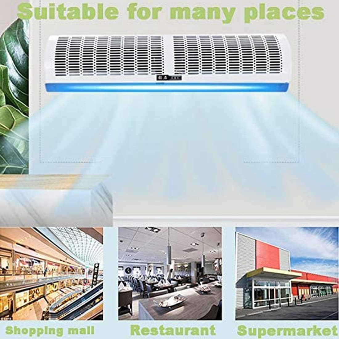  Machine À Rideau D'air Ultra-Mince Et Silencieuse Commerciale, Machine À Rideau D'air Blanc Avec Télécommande, Ventilateur Mural, Froid Chaud, Adapté à La Maison, Au Bureau Et à (Size:120CM)
