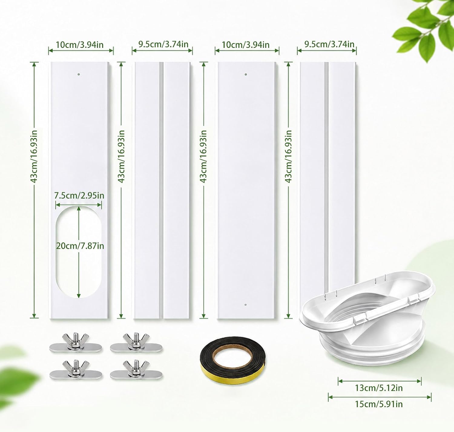  Kit Fenêtre Climatiseur Plaque étanchéité Panneau Ventilation PVC Réglable Installation Rapide Renforcé Adapté Tuyau échappement 13 15 Cm Pour Fenêtre Coulissante Maison Appartement Climatiseur Portab
