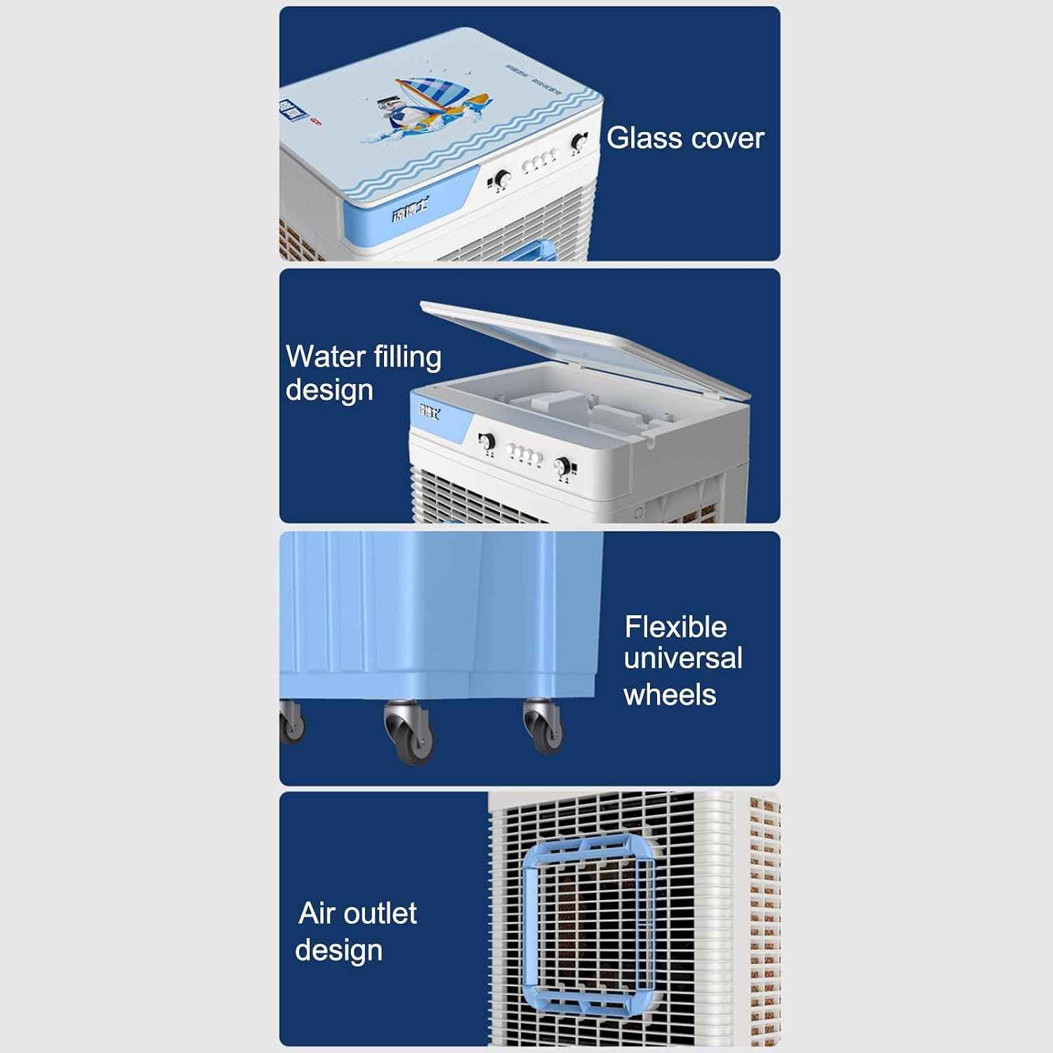 GENERIC Refroidisseur D'air évaporatif Commercial 3 En 1, Refroidisseur De Marais De Grand Réservoir De 40L Avec Boîtes à Glace, Vitesse Réglable Et Flux D'air Grand Angle Pour L'atelier De Garage Factory Ref