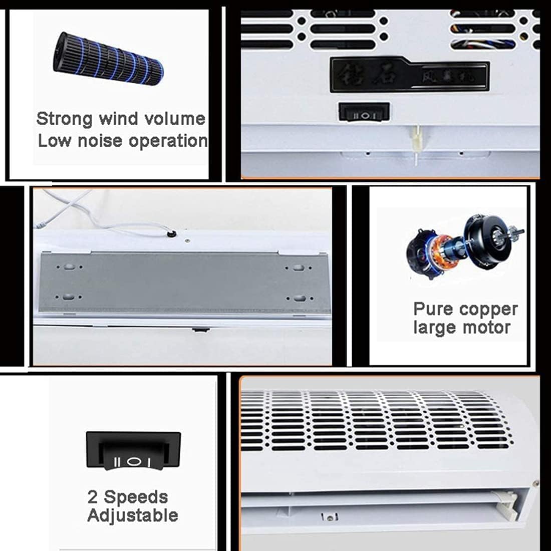  Machine À Rideau D'air Ultra-Mince Et Silencieuse Commerciale, Machine À Rideau D'air Blanc Avec Télécommande, Ventilateur Mural, Froid Chaud, Adapté à La Maison, Au Bureau Et à (Size:120CM)