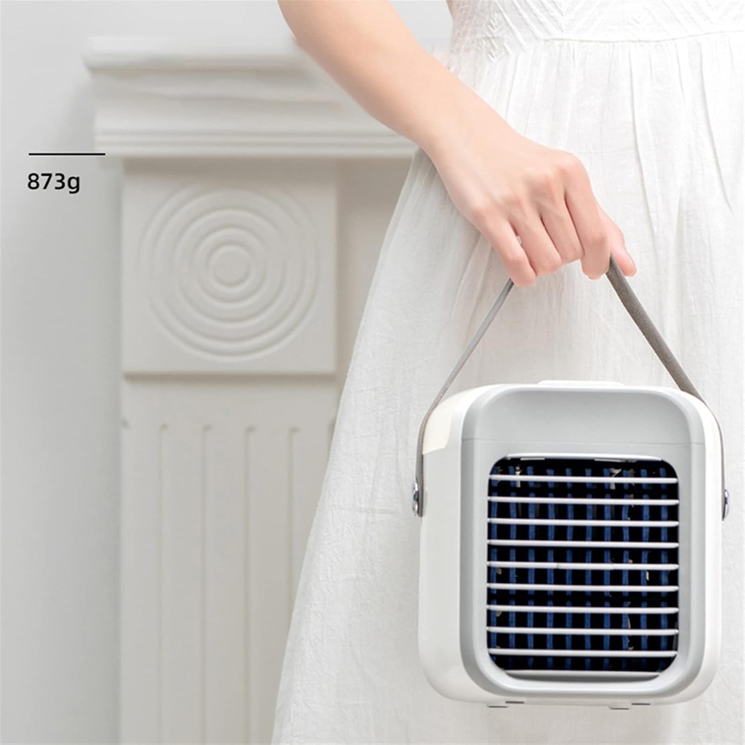  DieffematicKTY Climatiseur Mobile Air Conditioning Small Table Top Air Cooler Charging Table Top Cooling Humidification Night Light Air Conditioning (Color : White)