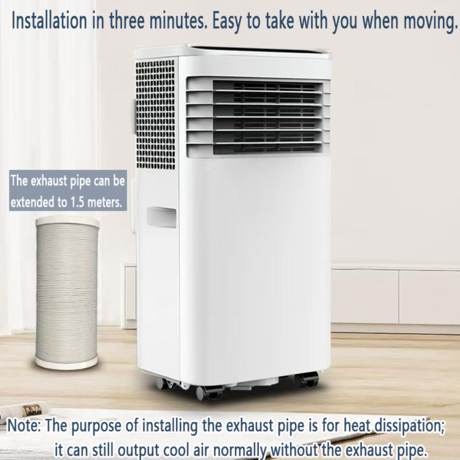  Climatiseur Portable Refroidit 350 Sq.Ft, Unité Intelligente Intelligente Silencieuse Avec Ventilateur Et Déshumidificateur, écran LED, Télécommande, Minuterie 24H, Kit De Fenêtre, Ventilateur De Refr