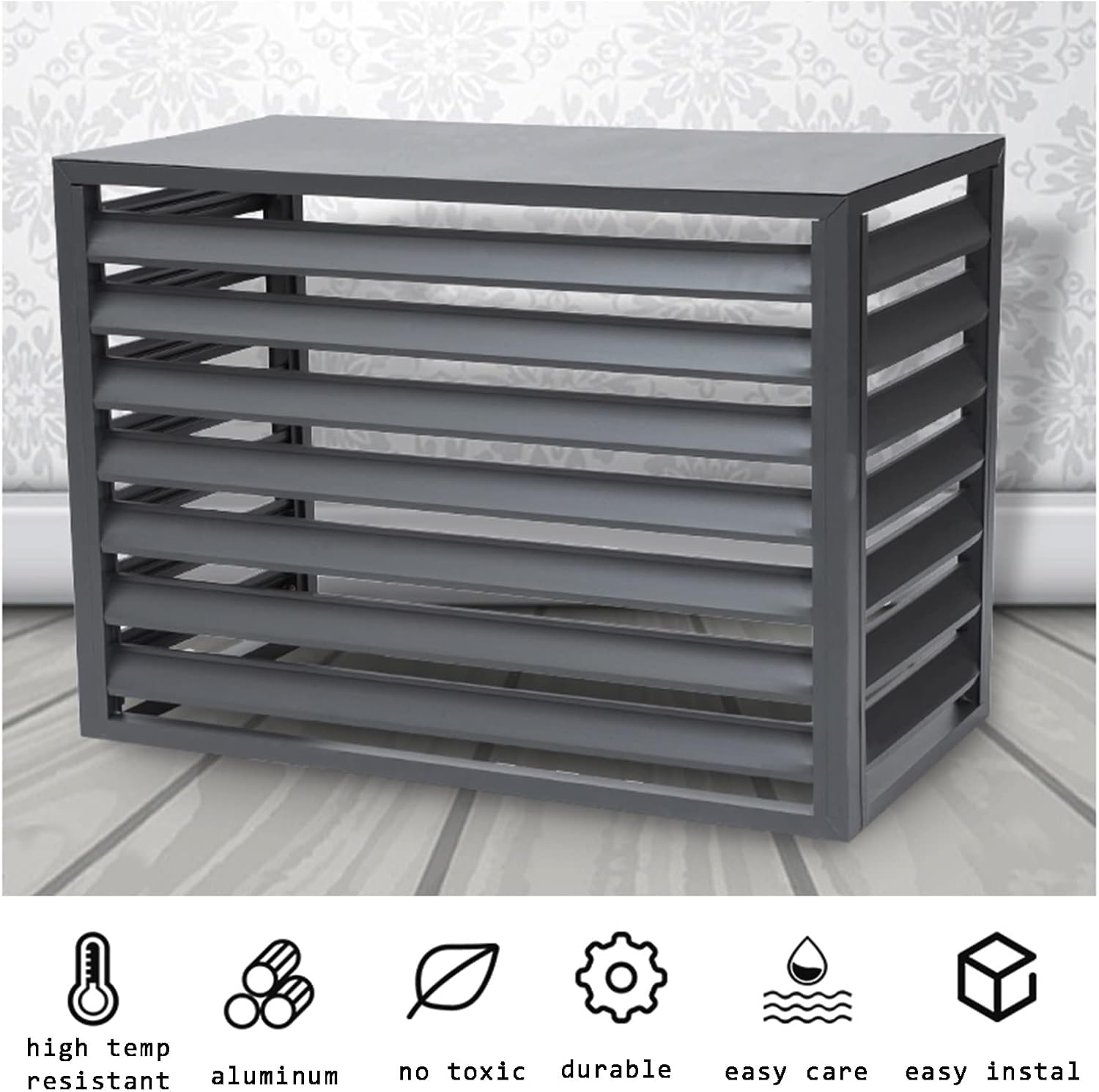 GENERIC Écran De Clôture Pour Climatiseur Extérieur Et Support De Plantes En Alliage D'aluminium Anti-corrosion Pour Unité Extérieure Marron 1,5P – Support De Fleurs Polyvalent Et Couvercle