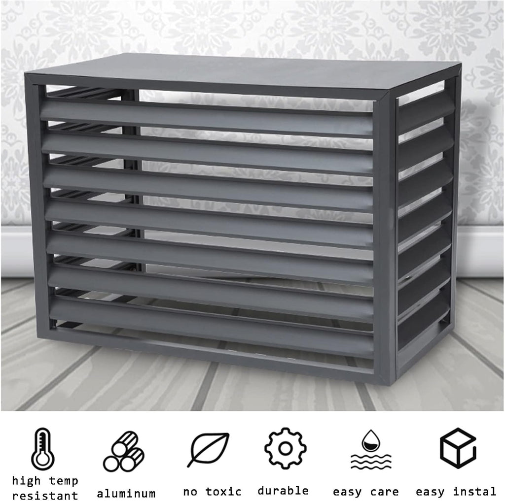 GENERIC Écran De Clôture Pour Climatiseur Extérieur - Couvercle En Alliage D'aluminium Avec Support De Fleurs Et Volets Anti-corrosion - Support De Plante En Métal Pour Unité Extérieure (blanc, Taille : 2-3P)