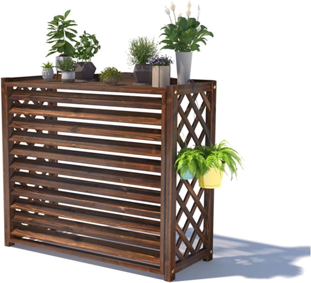 GENERIC Cache-climatiseur En Bois Avec Volets - Enceinte Extérieure Autoportante Pour équipement, Protection élégante Pour Climatiseur Et Poubelle, Décoration Intérieure/extérieure (Dimensions : 100