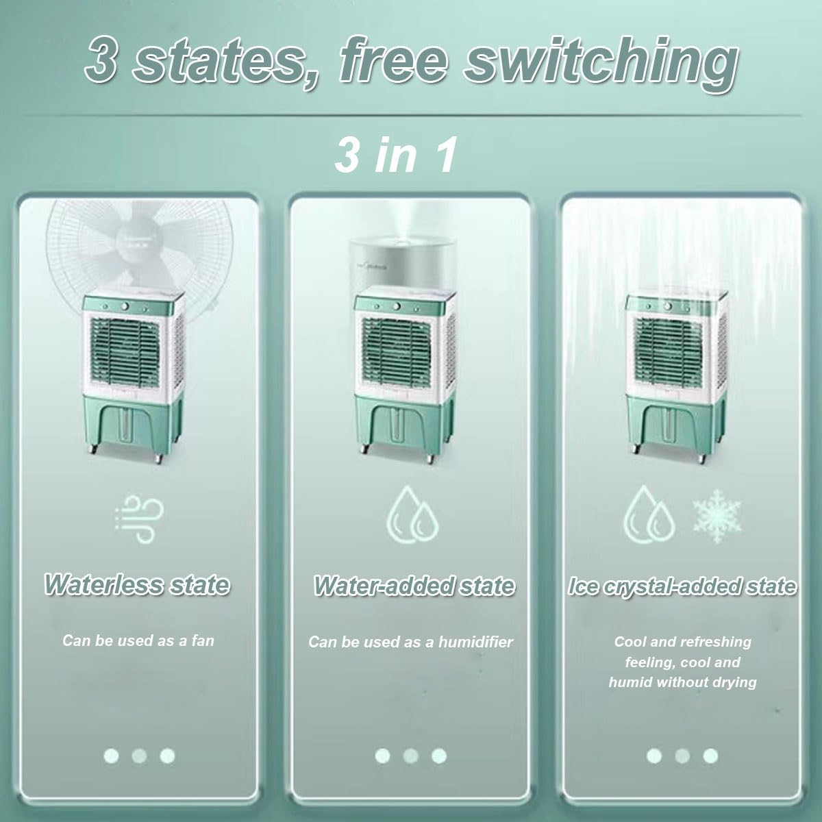  Refroidisseur D'air Par évaporation Swamp Cooler, 3500CFM Avec Réservoir D'eau De 60 L, 3 Vitesses De Vent, Climatiseur Portable For Intérieur Et Extérieur
