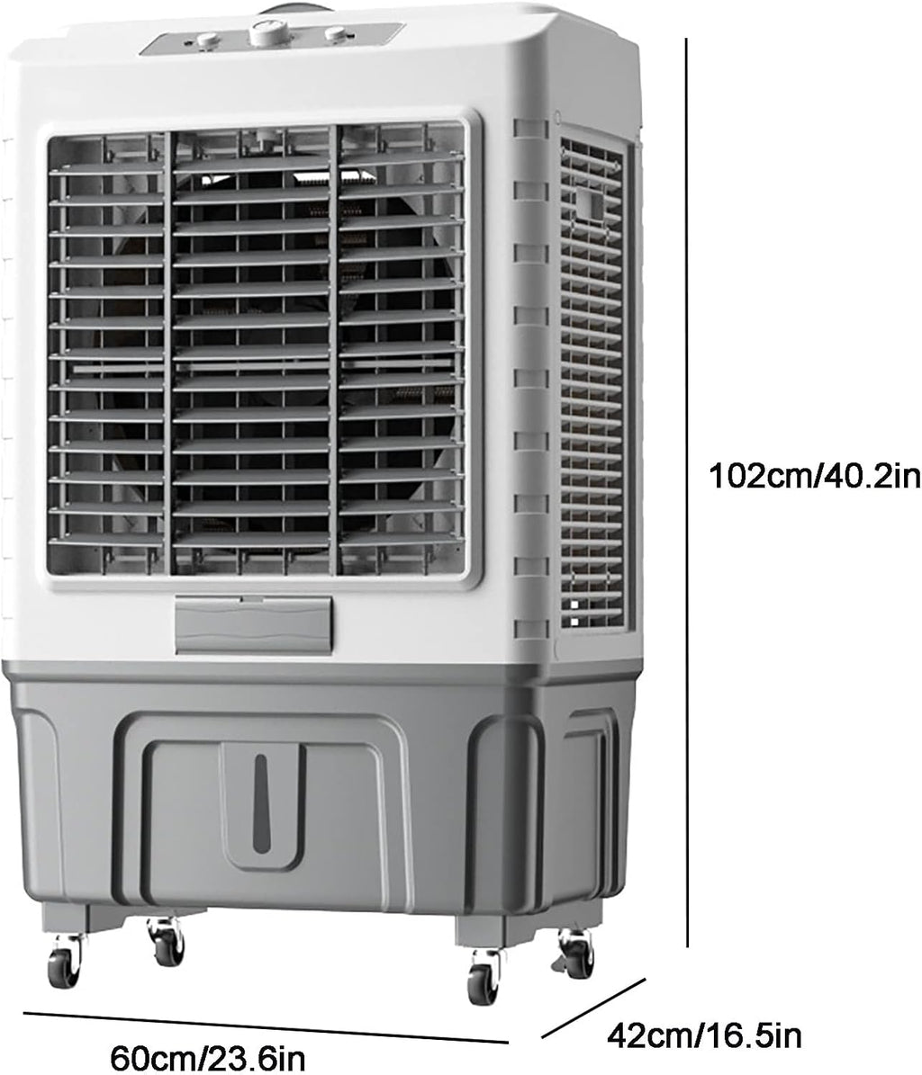  Refroidisseur D'air évaporatif Commercial Puissant Refroidisseur D'air Commercial 3 En 1 Avec Réservoir D'eau De 55 L - Refroidissement, Humidificateur Et Climatiseur Efficaces Pou