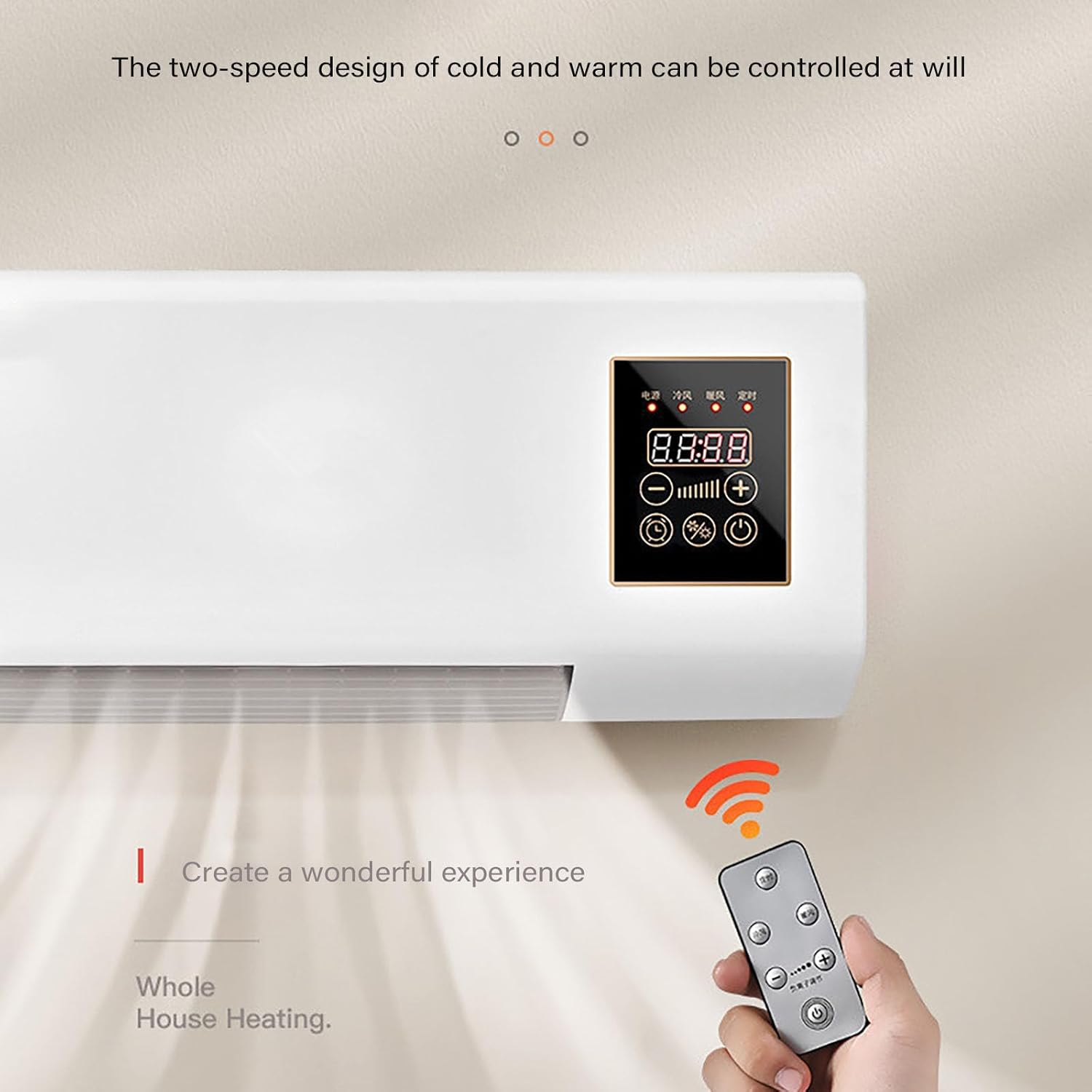  Ventilateur Mural, Ventilateur Portable Avec Minuterie à Distance, Ventilateur De Chauffage De Refroidissement Silencieux Pour La Chambre De Bureau à Domicile, Conception Compacte D'épargne D'espace,