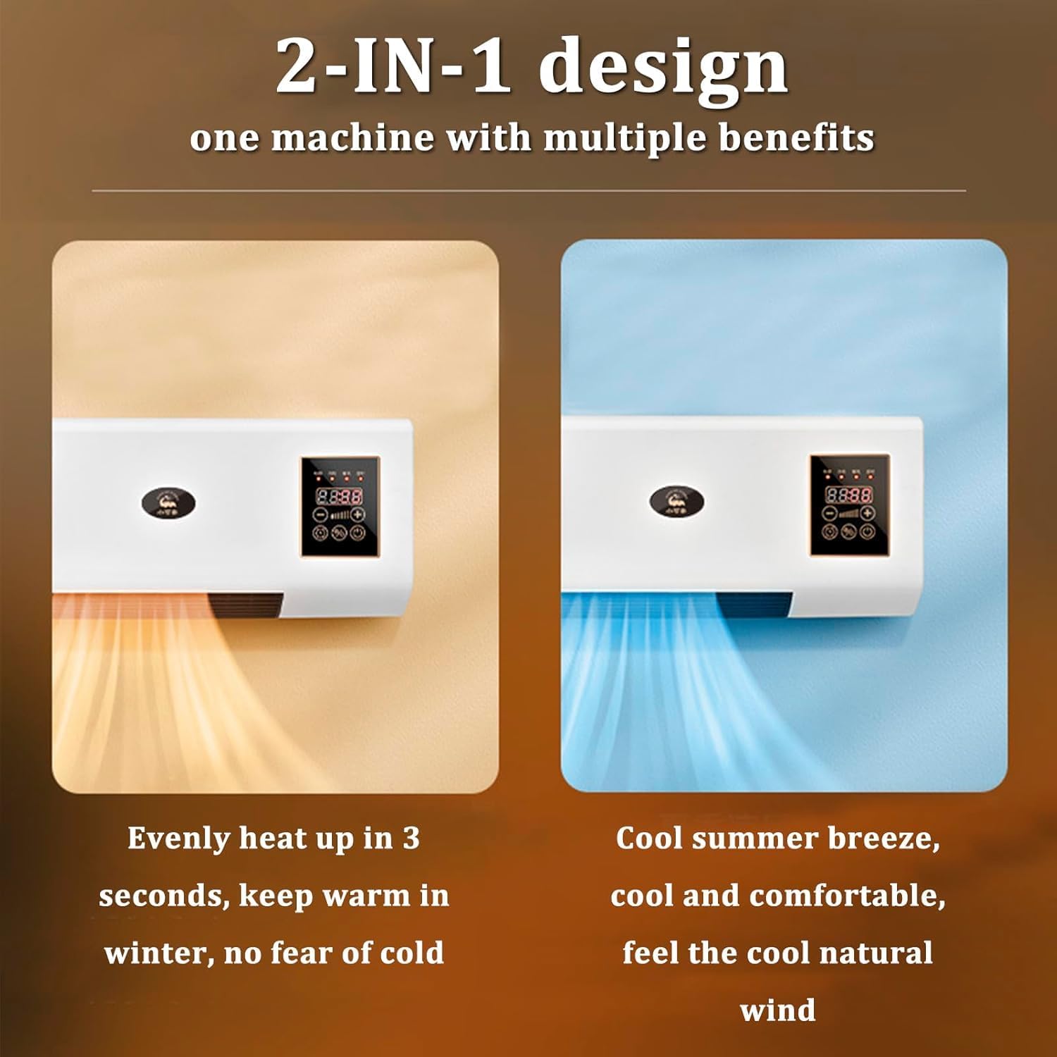  Mini Unité De Climatisation Murale, Climatiseur Portable Silencieux De 3500W Pour Le Bureau à Domicile, Chaleur Froide Rapide Avec Minuterie, Système De Refroidissement à économie D'énergie Facile D'i