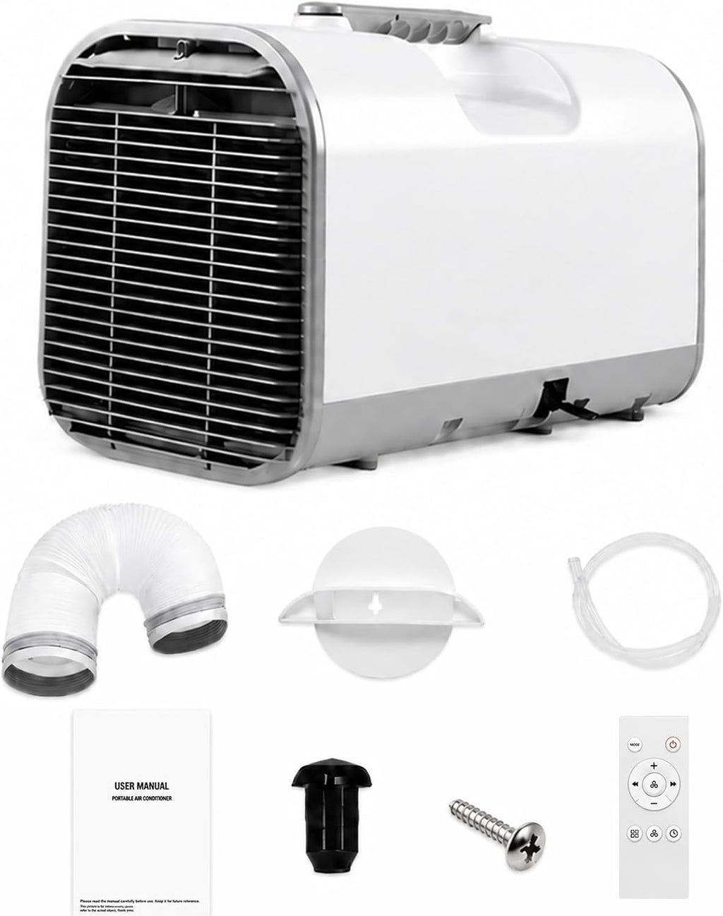  Climatiseur Mobile Tente 4000 BTU, Sans Fenêtre Clim Portable Camping RV Camion Fourgon Voiture Garage Mini Climatiseur Silencieux 4-en-1 Basse Consommation 420W