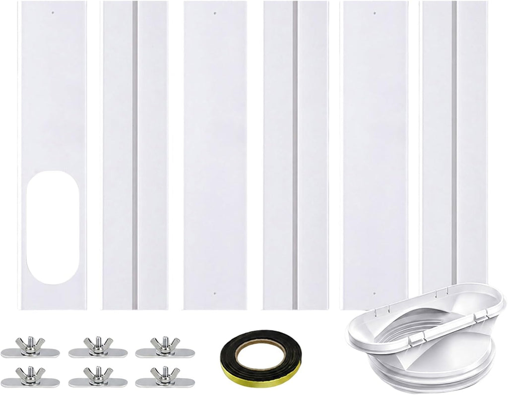  Kit Fenêtre Climatiseur Plaque étanchéité Panneau Ventilation PVC Réglable Installation Rapide Renforcé Adapté Tuyau échappement 13 15 Cm Pour Fenêtre Coulissante Maison Appartement Climatiseur Portab