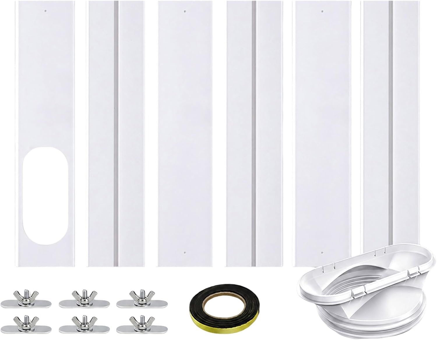  Kit Fenêtre Climatiseur Plaque étanchéité Panneau Ventilation PVC Réglable Installation Rapide Renforcé Adapté Tuyau échappement 13 15 Cm Pour Fenêtre Coulissante Maison Appartement Climatiseur Portab