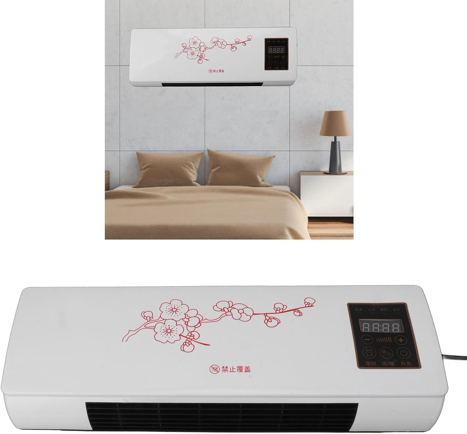  YUYTE Climatiseur Chauffant, Prise UE Polyvalente 220 V Portable à Faible Bruit Mural Refroidisseur D'air Avec Télécommande Pour Maison Salle De Bain Chambre Salon