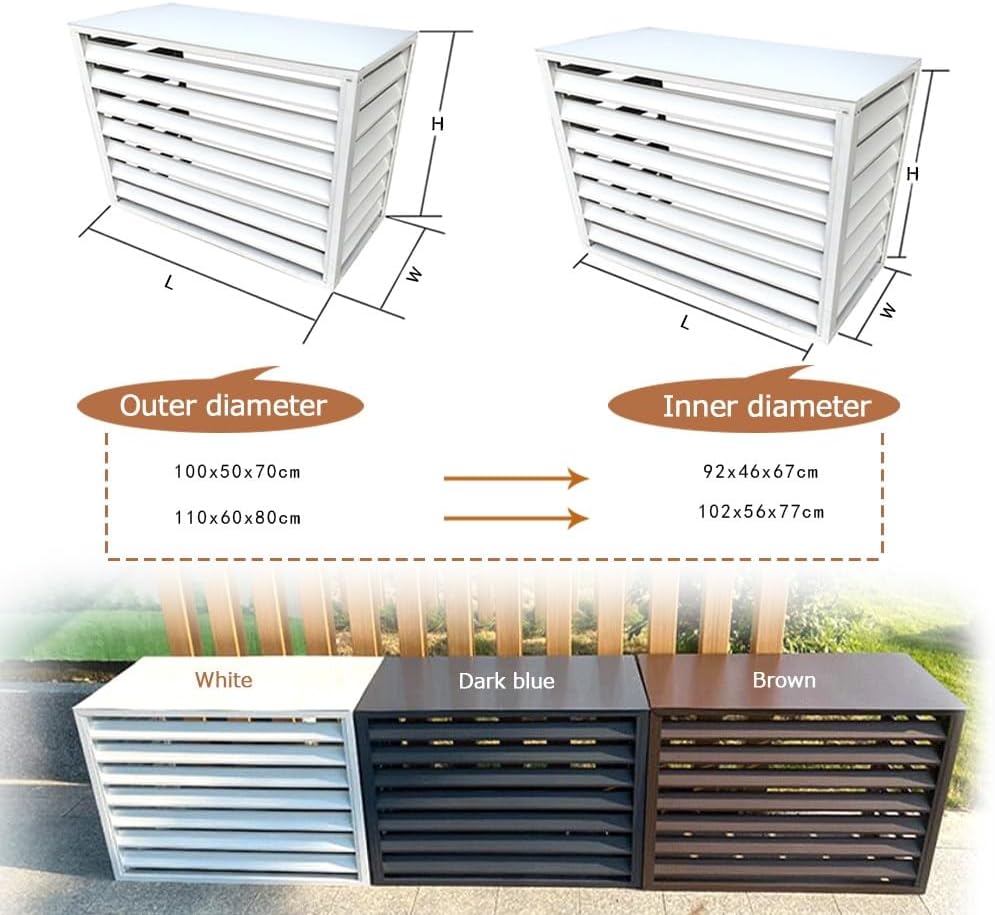  Housse De Protection En Aluminium Pour Climatiseur Intérieur Et Extérieur, Support De Pot De Fleurs, 100 X 50 X 70 Cm Et 110 X 60 X 80 Cm, Résistant Aux Intempéries, Blanc