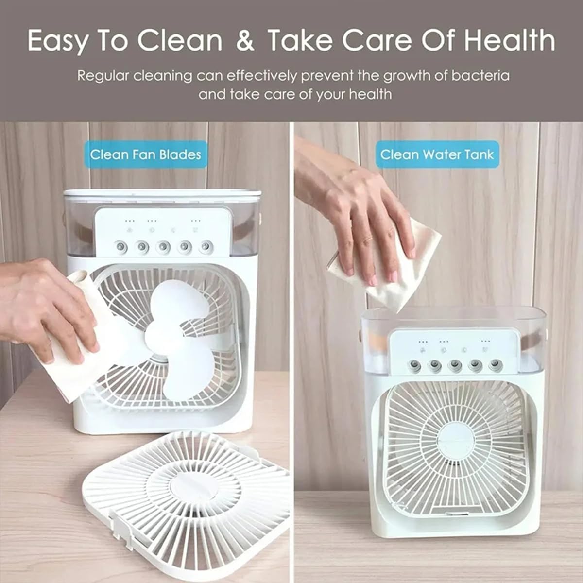  Humidificateur Portable, Climatiseur, Petit Refroidisseur D'air, Veilleuses LED, Humidificateur, Ventilateur De Brume D'eau Pour Le Bureau Et La Maison (blanc)