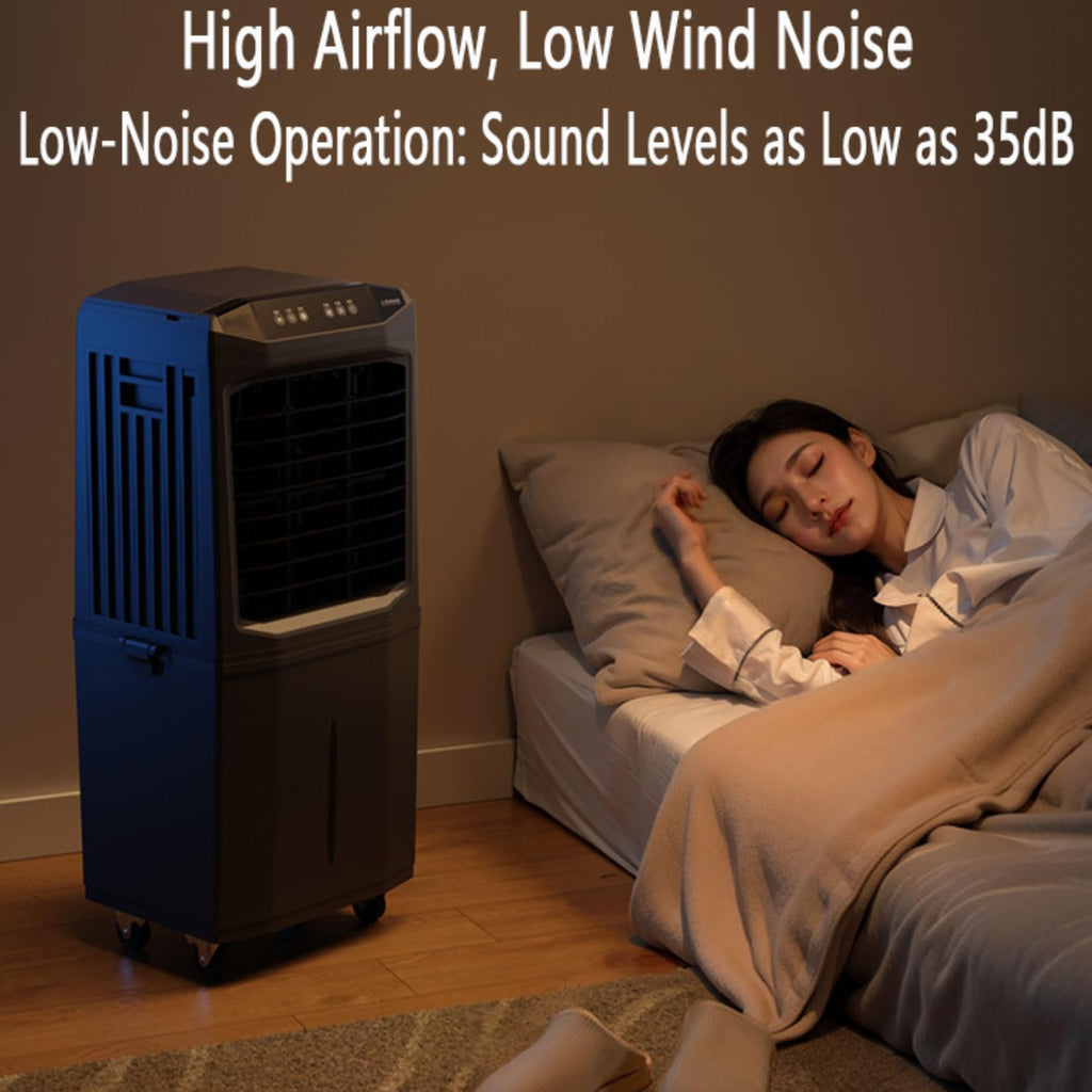  Climatiseur Portable, Rafraîchisseur D'air Par évaporation, Sans Fenêtre, Avec Réservoir Amovible De 60 L, Oscillation à 120°, Ultra Silencieux Pour Appartement, Garage Ou Extérieur.