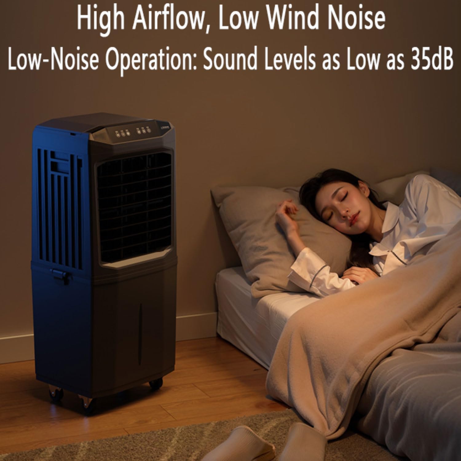  Climatiseur Portable, Rafraîchisseur D'air Par évaporation, Sans Fenêtre, Avec Réservoir Amovible De 60 L, Oscillation à 120°, Ultra Silencieux Pour Appartement, Garage Ou Extérieur.