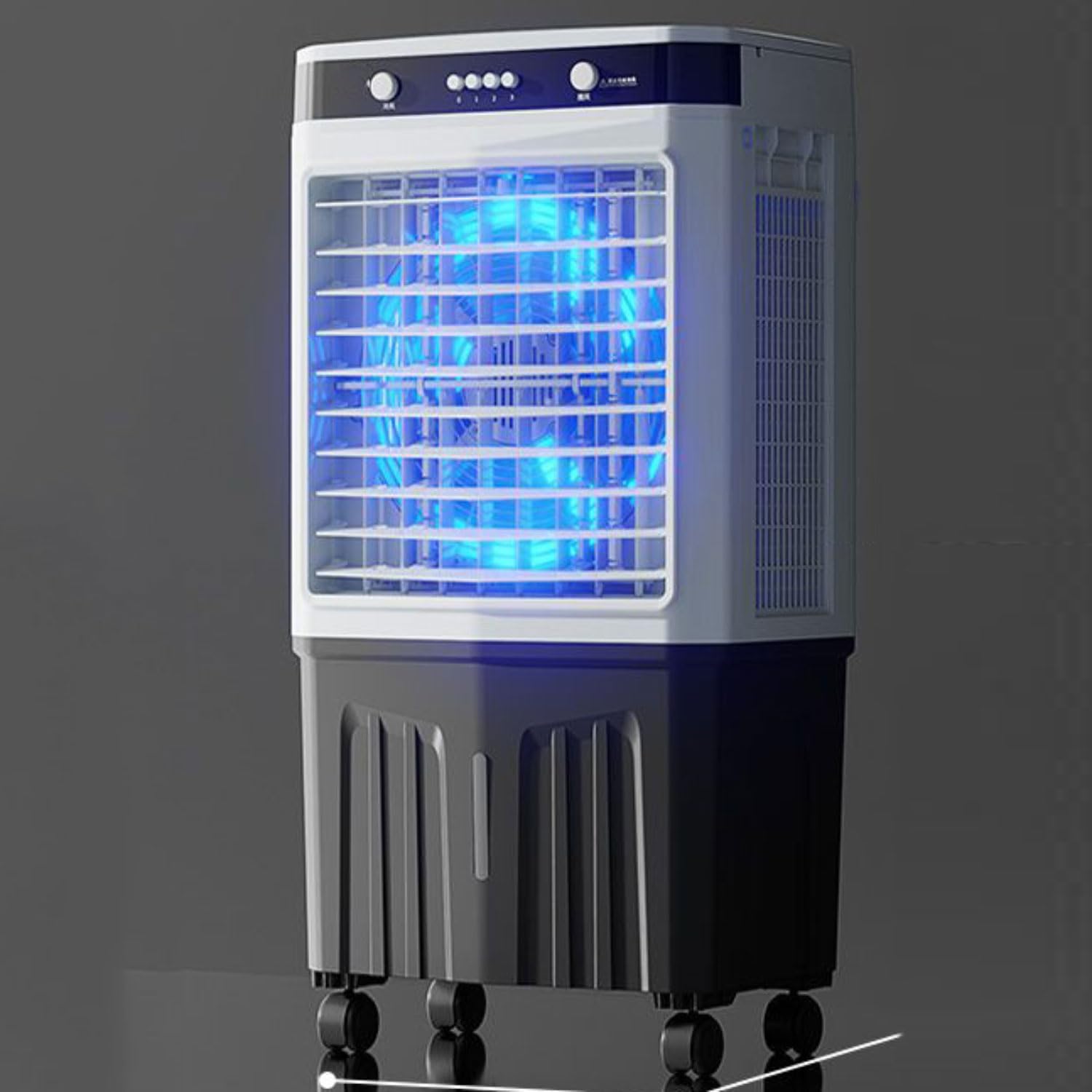 GENERIC Climatiseurs Portables Sans Fenêtre De Refroidisseur D'air Par évaporation Avec 4 Ventilateurs De Refroidissement De Boîte à Glace Qui Soufflent L'air Froid 3 Vitesses 3 Modes 60°Oscillation Swamp Ref