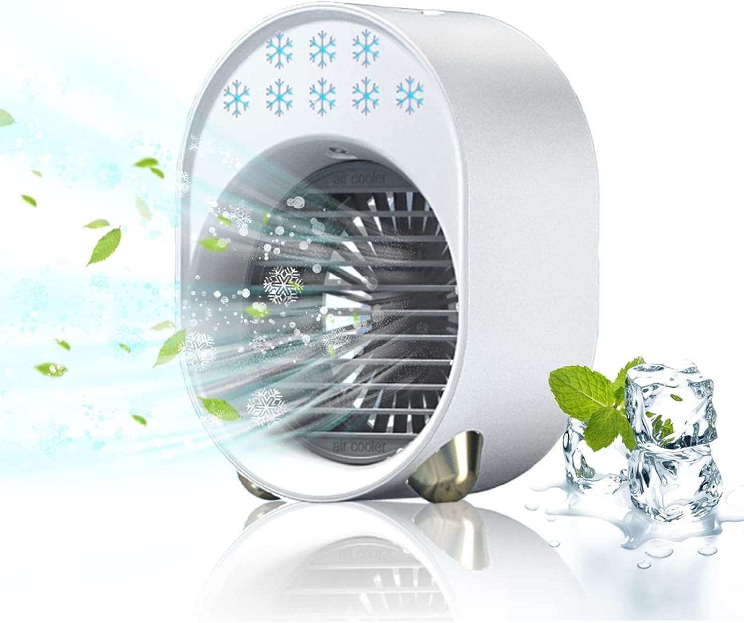  Mini Climatiseur Portable, Mobile Sans Évacuation, Ventilateur Silencieux Chambre, Clim Portable Rechargeable USB Petit Humidificateur Air 3600mAh 4 En 1