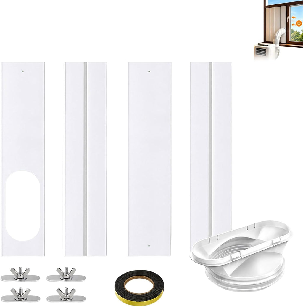  Kit Fenêtre Climatiseur Plaque étanchéité Panneau Ventilation PVC Réglable Installation Rapide Renforcé Adapté Tuyau échappement 13 15 Cm Pour Fenêtre Coulissante Maison Appartement Climatiseur Portab