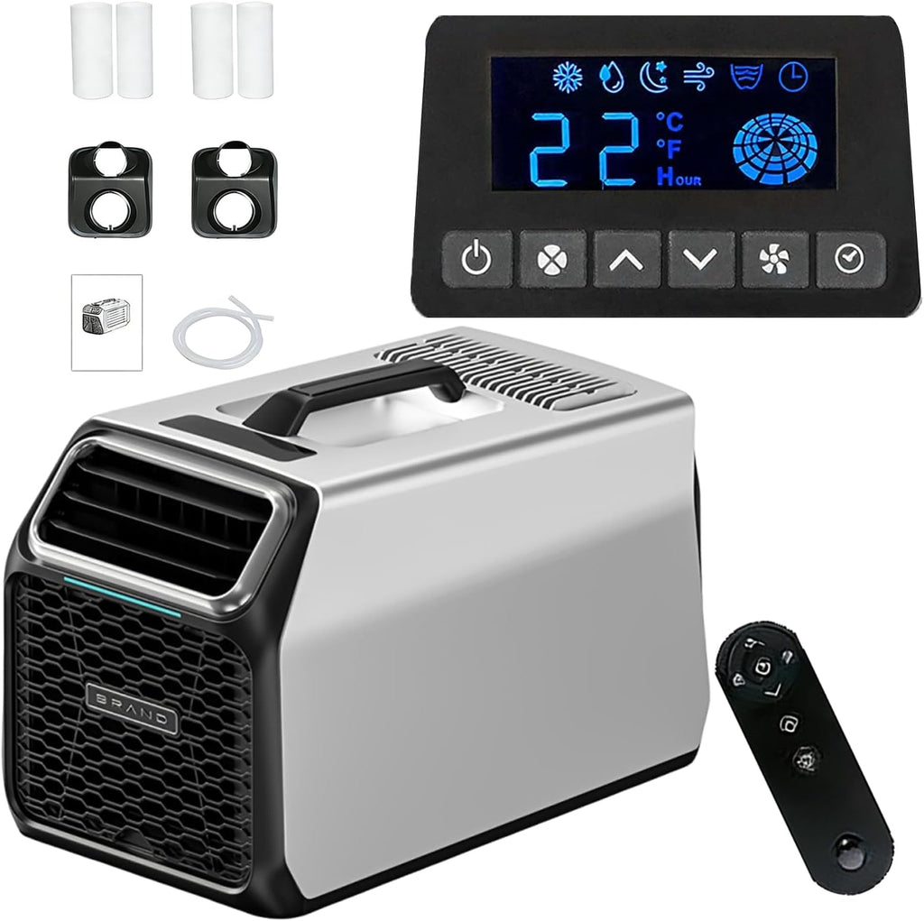  Climatiseur Mobile Silencieux 5000 BTU Pour Camping-Car, Tente Et Camion, Refroidisseur D’Air De Camping Multifonction, Mode Nuit, Minuterie, Télécommande, Usage Intérieur Extérieur Gray