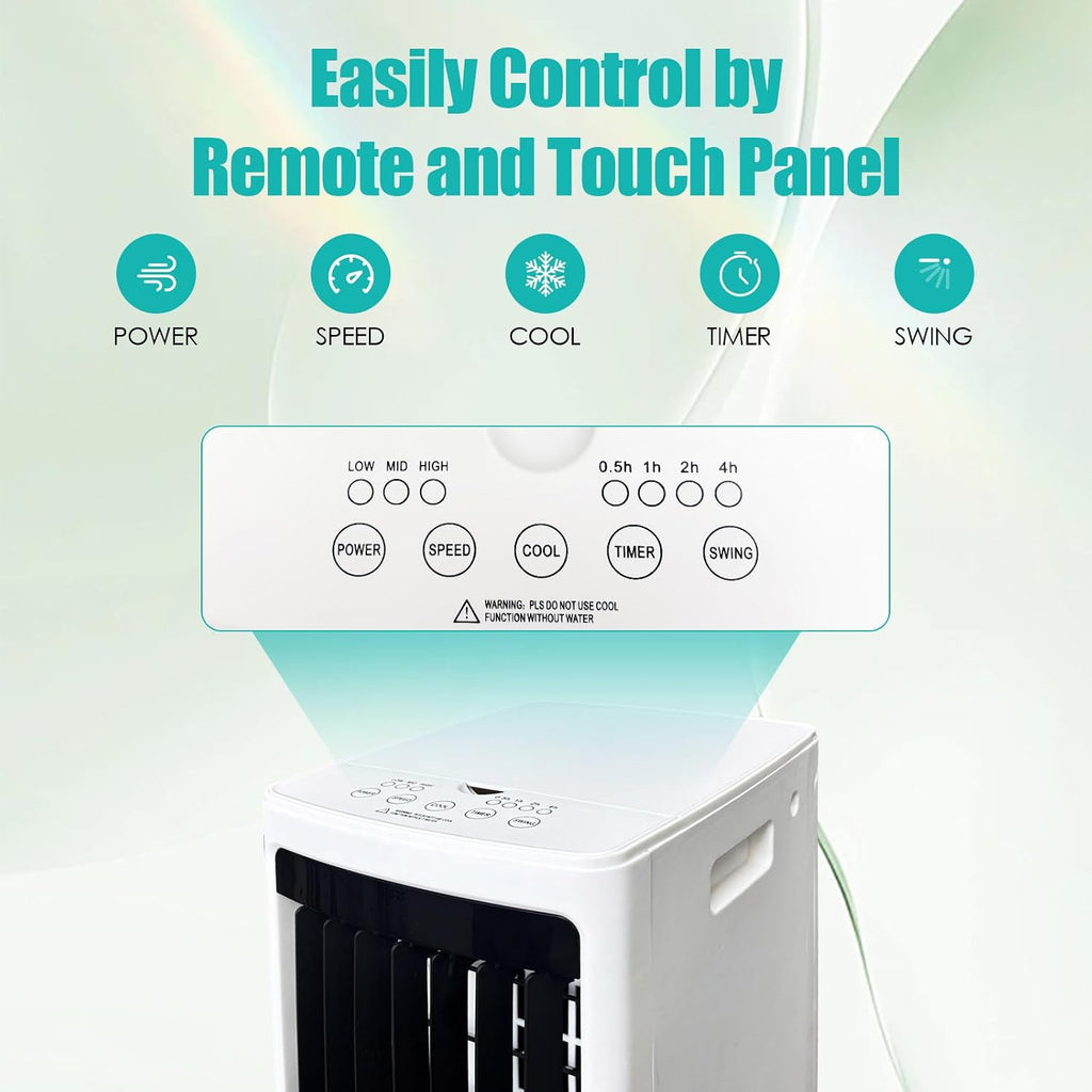  Rafraîchisseur D'air Évaporatif 12L (Alternative Climatiseur Mobile Sans Évacuation), 800 M³/h Puissant Portable, 3-en-1 Ventilateur & Humidificateur Avec Télécommande, Minuteur 12H, 8 Pains De Glace
