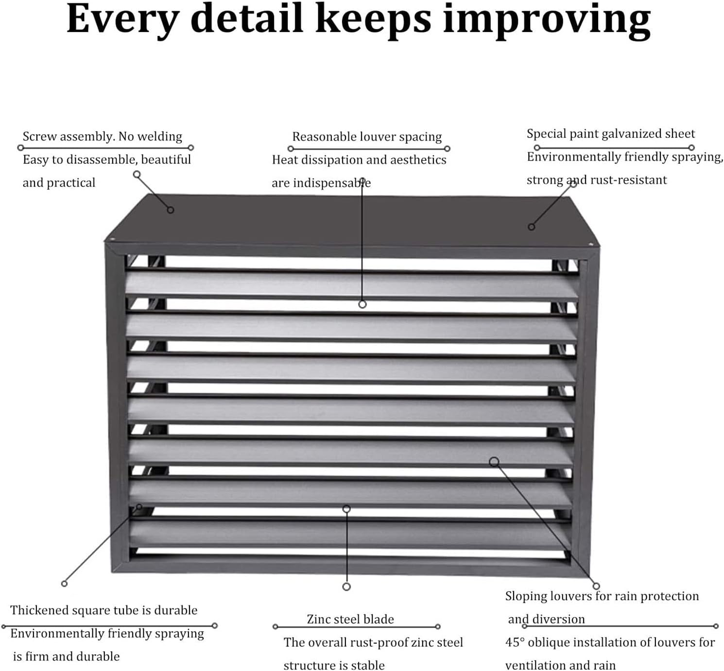 GENERIC Housse De Protection Imperméable Pour Climatiseur Extérieur - Clôture De Protection Pour Cacher Les Unités De Climatisation - Étagère De Rangement Pour éviter Les Débris Et Les Dommages Causés Par Les
