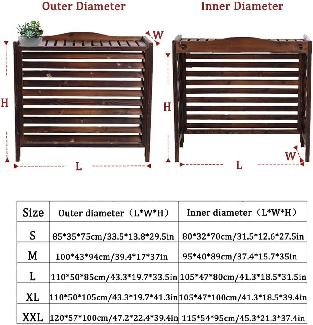 GENERIC Housse De Climatiseur En Bois Massif Et Support De Fleurs élégant Avec Stores Finition Blanche 80 X 32 X 70 Cm – Décoration D'intérieur élégante Et économiseur D'espace
