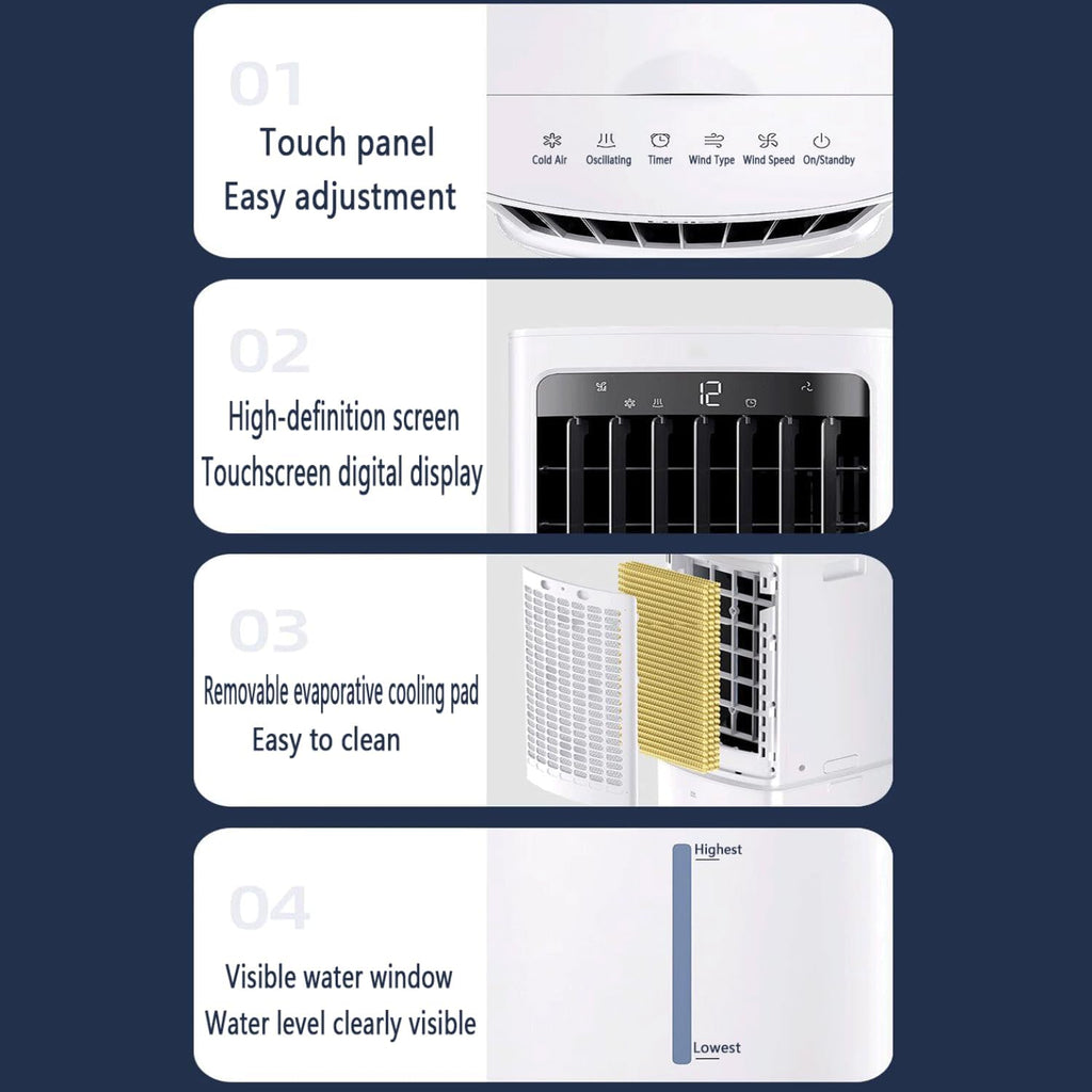  Climatiseurs Portables Refroidisseur De Marais Unité De Climatisation Portable Pour Ventilateur De Refroidissement Sans Fenêtre De Chambre Qui Soufflent De L'air Froid Avec Télécommande 12L Réservoir