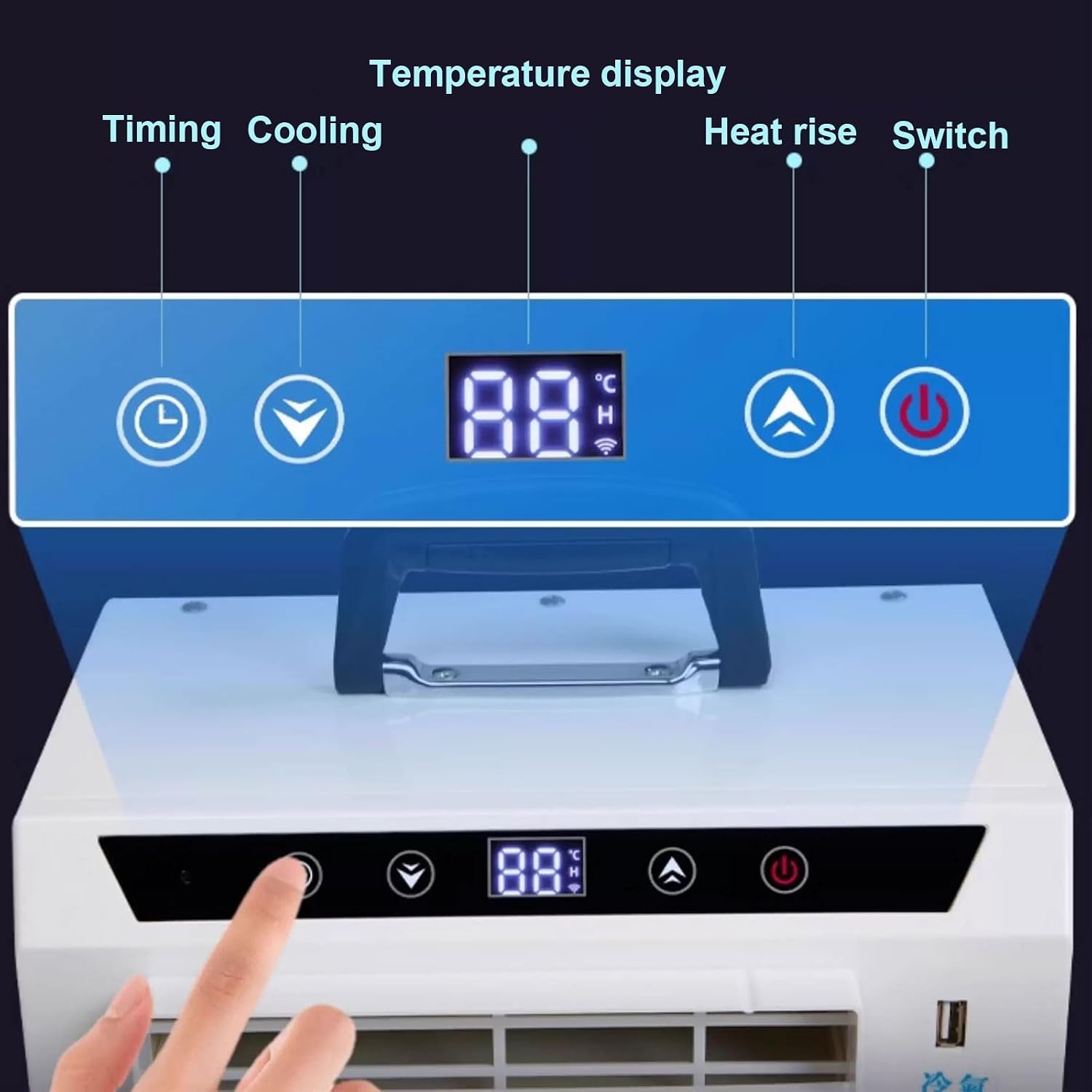  3000 BTU Split AC Unit, Refroidisseur De Chambre Portable Avec Télécommande Tactile Et Télécommande, 12H Minuterie, Refroidissement Silencieux Pour Le Camping De Bureau De Chambre, Poignée De Transpor