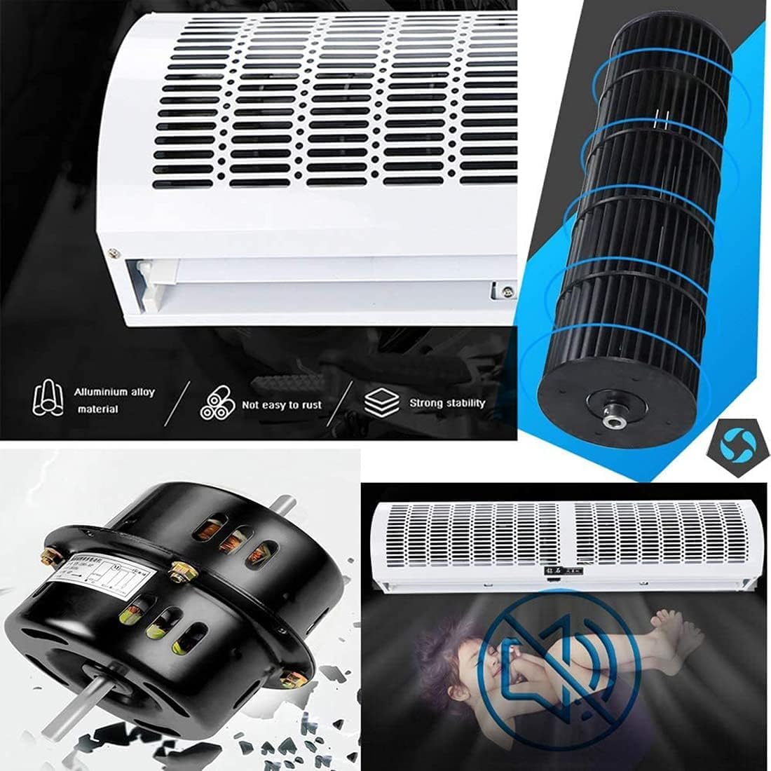  Machine À Rideau D'air Ultra-Mince Et Silencieuse Commerciale, Machine À Rideau D'air Blanc Avec Télécommande, Ventilateur Mural, Froid Chaud, Adapté à La Maison, Au Bureau Et à (Size:120CM)