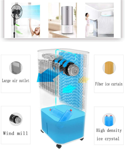  Climatiseur évaporatif Air Ventilateur Oscillation Silencieux 3 En 1 Réglable Humidificateur Refroidisseur Avec Télécommande 3 Vitesses (Remote Control)