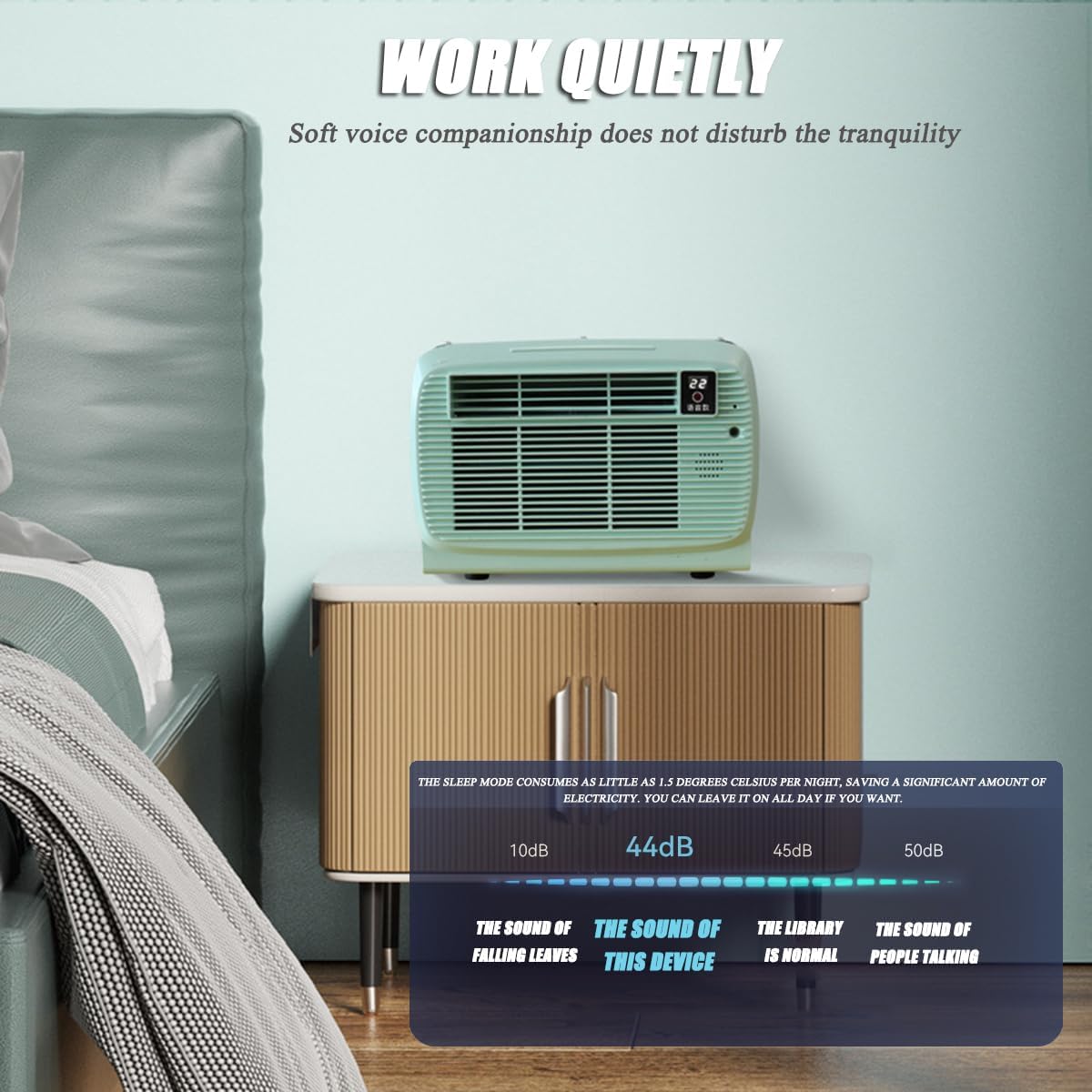  2200BTU Unité De Climatisation Portable, Mini Refroidisseur Compact Pour Les Petites Pièces, Les VR Et Le Camping, Faible Consommation D'énergie, Contrôle De L'application, Refroidissement Rapide Avec