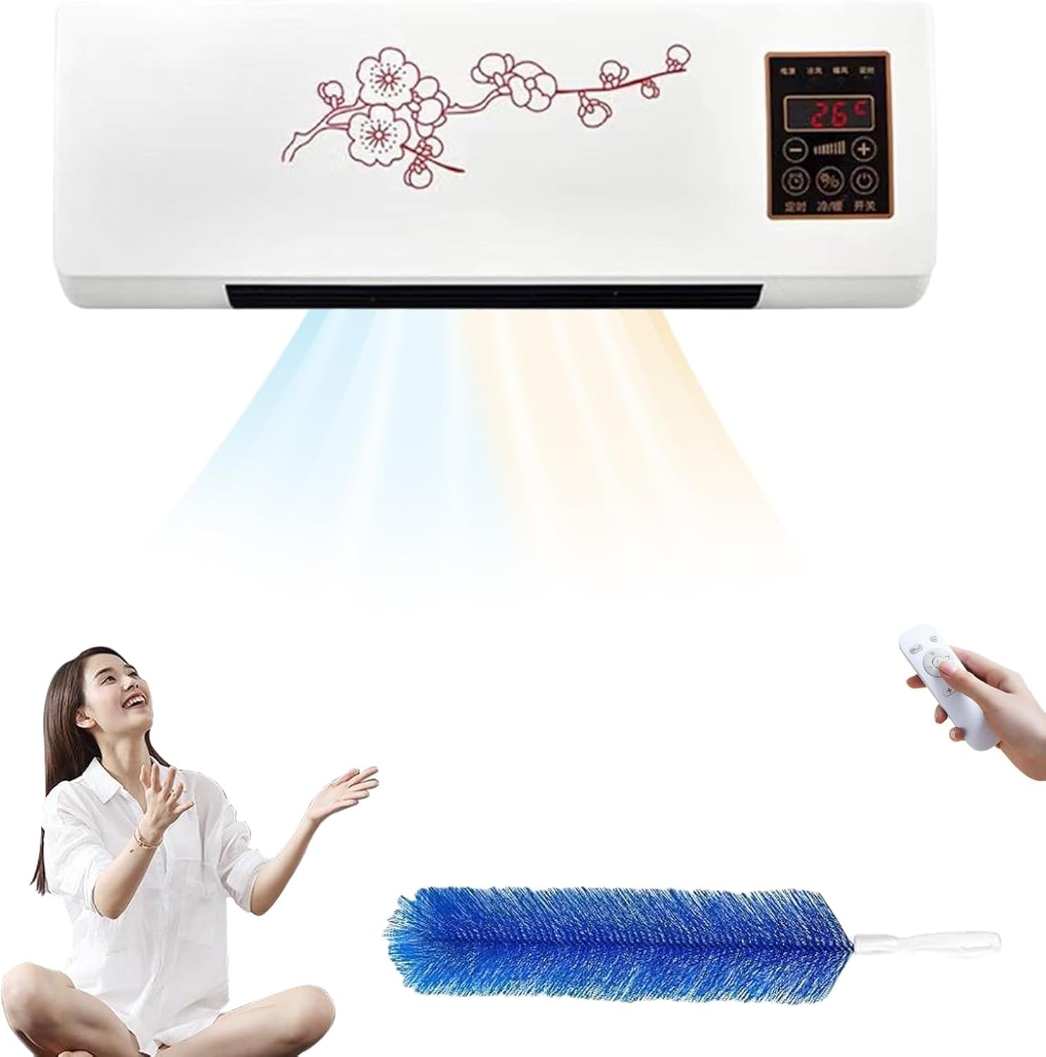  Mini Unité De Climatisation Murale, Climatiseur Portable Silencieux De 3500W Pour Le Bureau à Domicile, Chaleur Froide Rapide Avec Minuterie, Système De Refroidissement à économie D'énergie Facile D'i