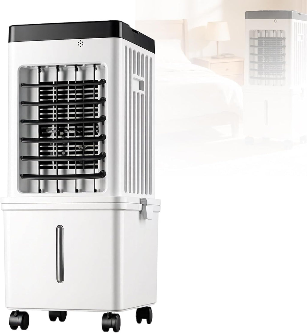 GENERIC Refroidisseur D'air évaporatif Portable 10L Avec Roues, Ventilateur à 3 Vitesses à Faible Bruit Pour La Chambre De Bureau à Domicile, Dispositif De Refroidissement Silencieux à économie D'énergie Avec