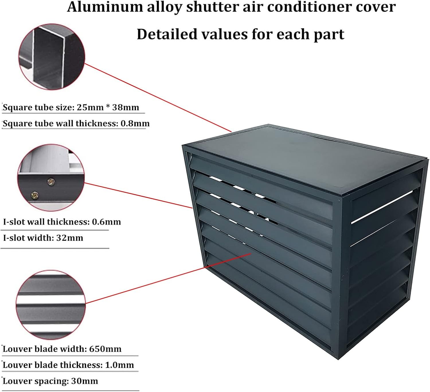  Housse De Protection En Aluminium Pour Climatiseur Et Pompe à Chaleur – Clôture Décorative Pour Unités De Climatisation Et Ordures Autonome Pour Utilisation En Intérieur/extérieur