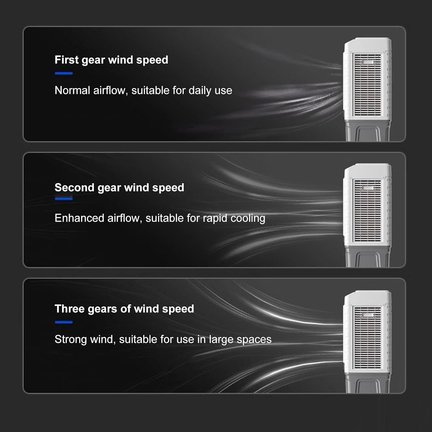 GENERIC Refroidisseur D'air évaporatif Portable, Déshumidificateur D'humidificateur De Ventilateur 3 En 1, Grand Réservoir De 55L, 1220 Breuvette Froide Oscillante Pour Le Refroidissement De La Chambre De Bur